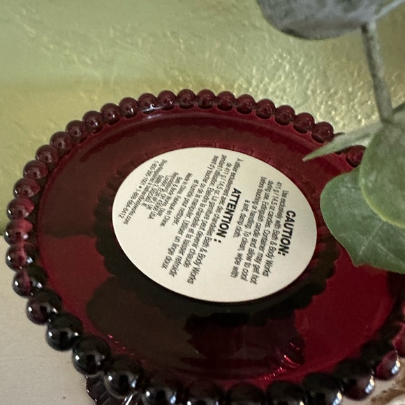 Bath & Body Works Beautiful Glass Maroon Candle Pedestal for 3 Wick - Picture 4 of 6